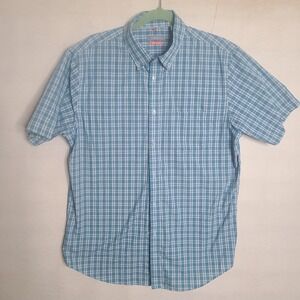 Van Heusen Men's  Flex Collar Plaid Short Sleeve Button Up Shirt Med Casual